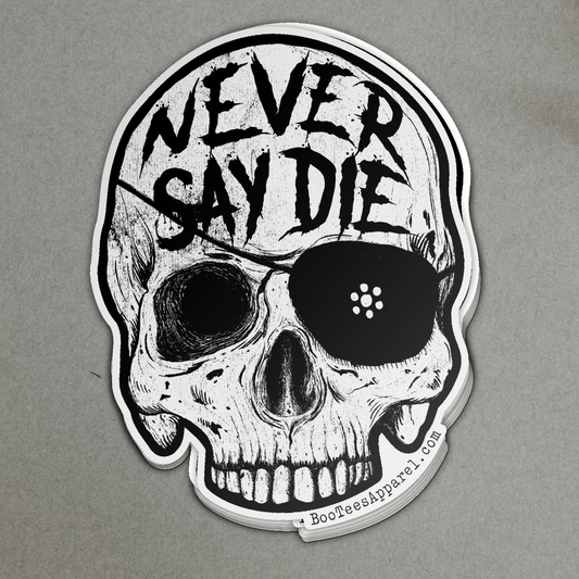 Never Say Die Skull Full Color Sticker