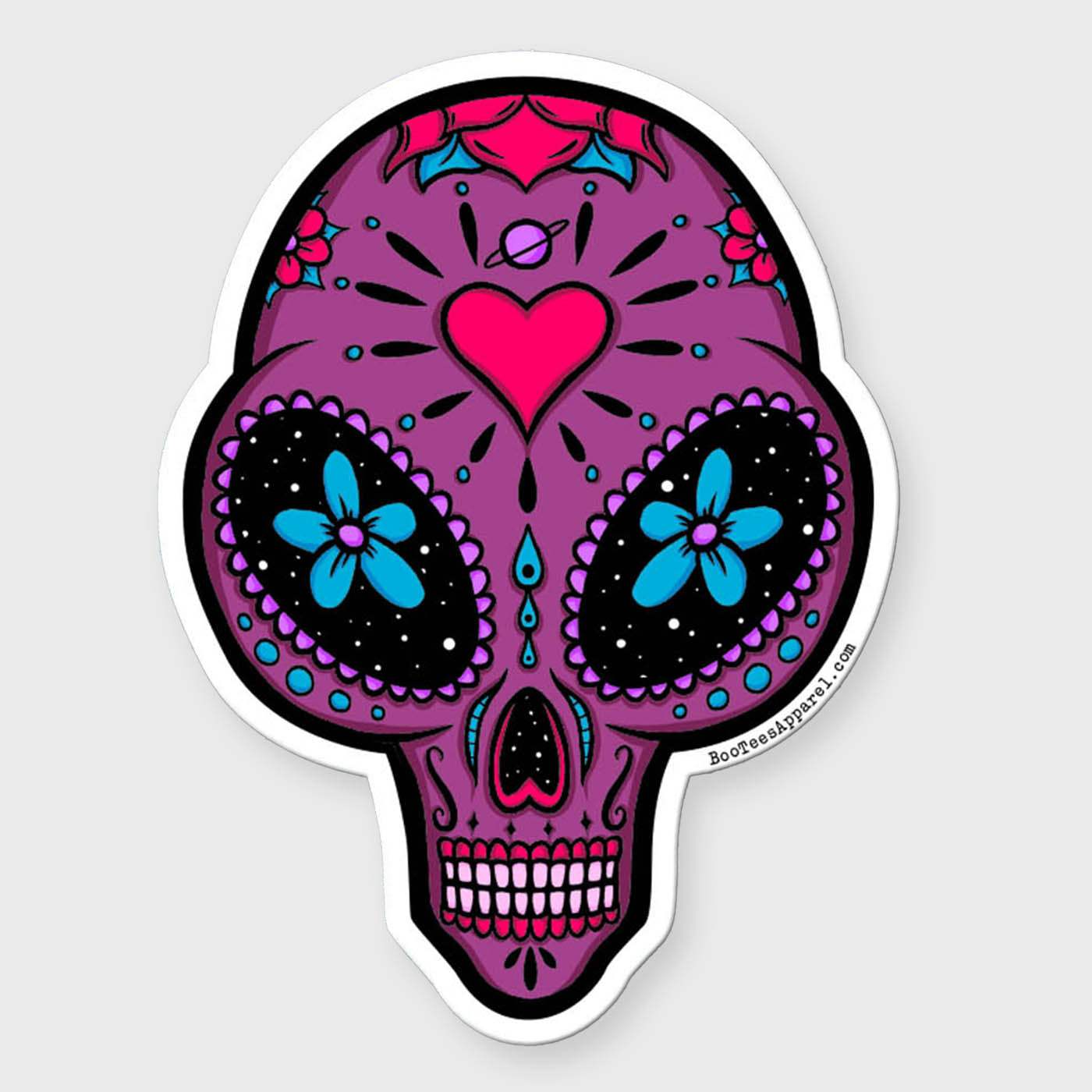 Alien Abduction UFO Sugar Skull Full Color Sticker