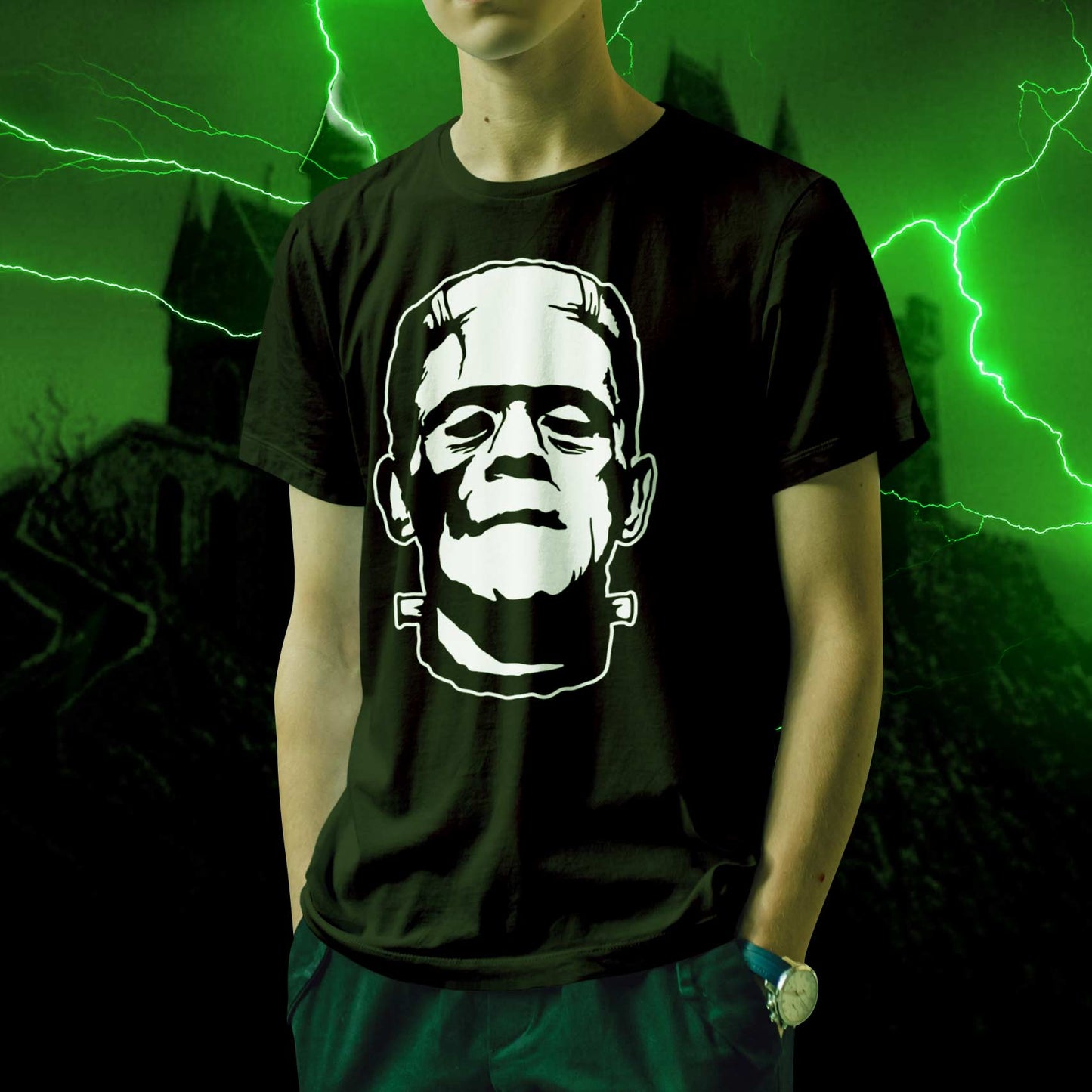 Frankenstein's Monster Face Black Tee