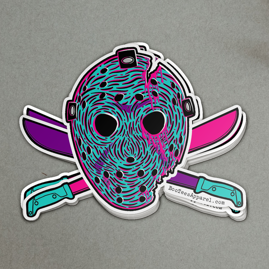 Jason Voorhees Skull & Crossbones Full Color Sticker