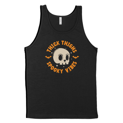 Thick Thighs Spooky Vibes Halloween Skull Shirt