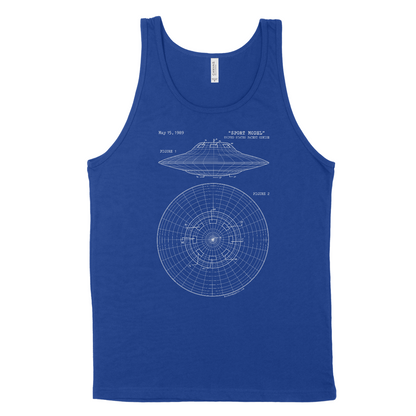 UFO Sport Model Spaceship Blueprint Blue Shirt