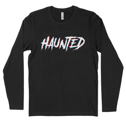 Retro 3d Haunted Red and Blue Logo Black Shirt