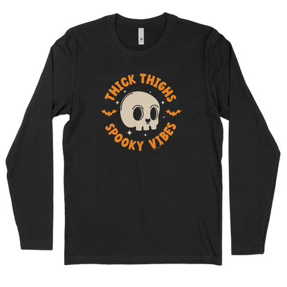 Thick Thighs Spooky Vibes Halloween Skull Shirt