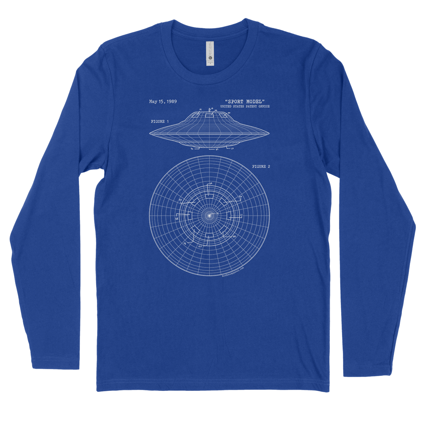 UFO Sport Model Spaceship Blueprint Blue Shirt