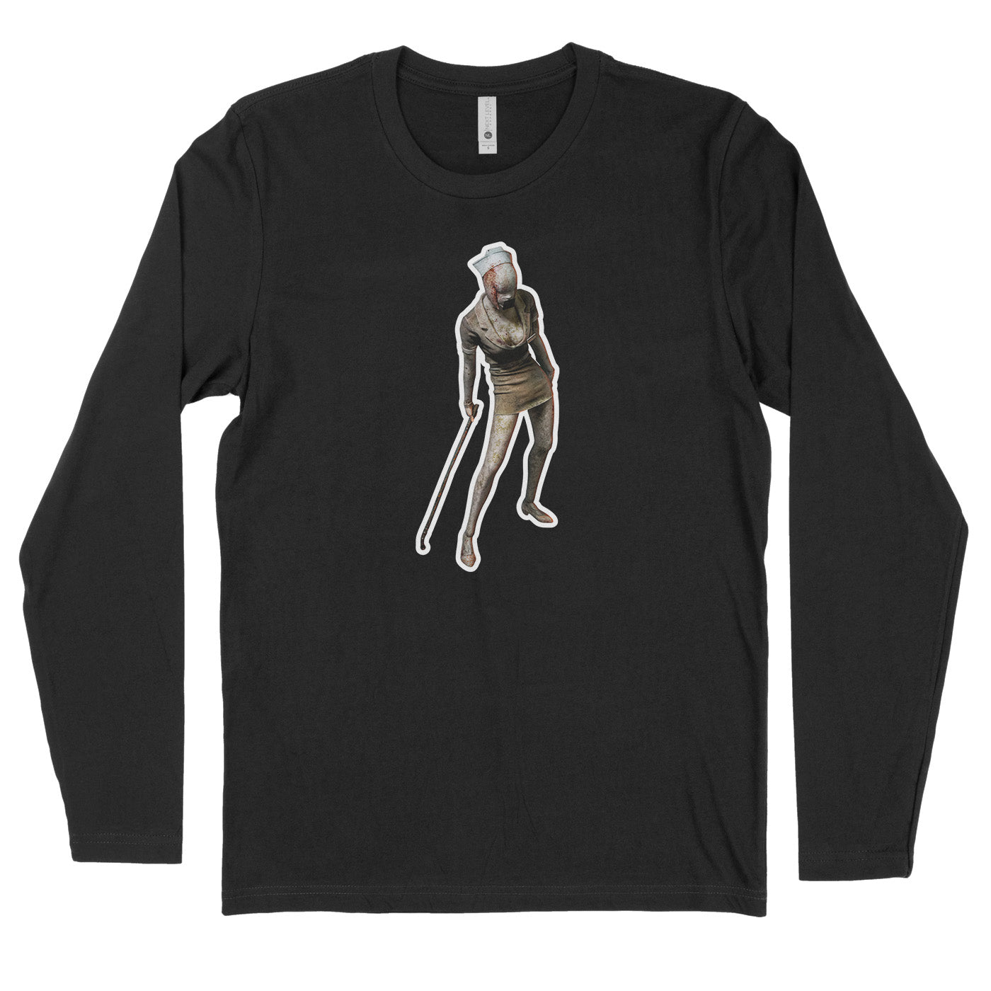 Black Long Sleeve Tee featuring the Bubble Head Nurse from Silent Hill
