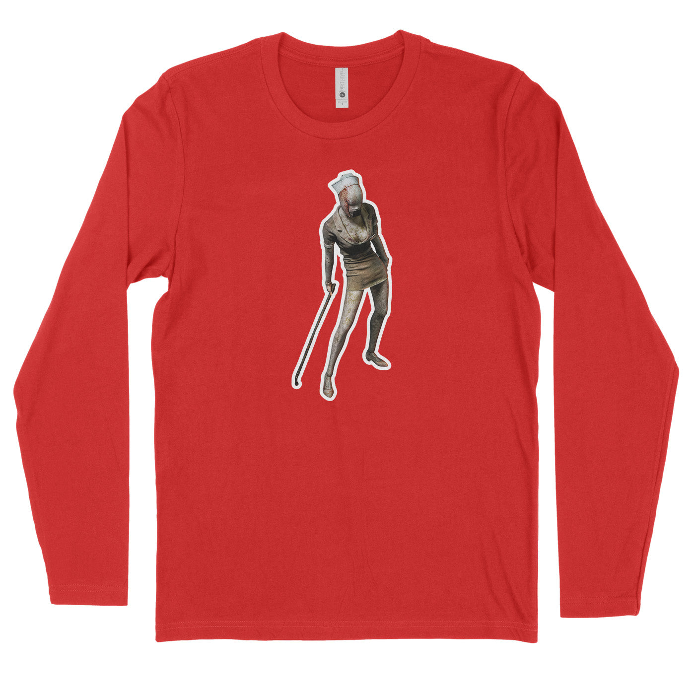 Red Long Sleeve Tee featuring the Bubble Head Nurse from Silent Hill