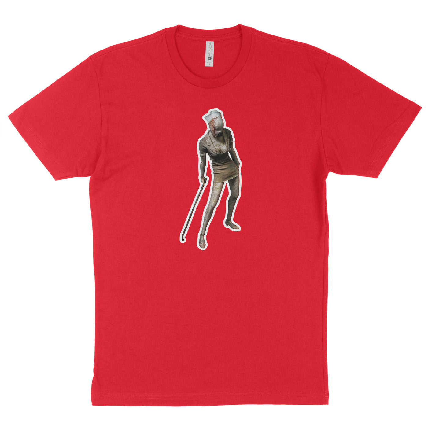 Red T-shirt featuring the Bubble Head Nurse from Silent Hill