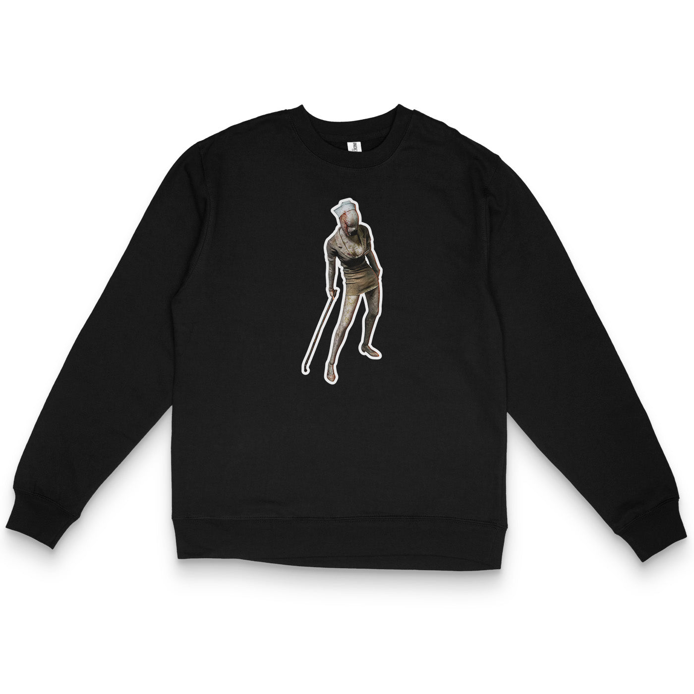 Black Sweatshirt featuring the Bubble Head Nurse from Silent Hill