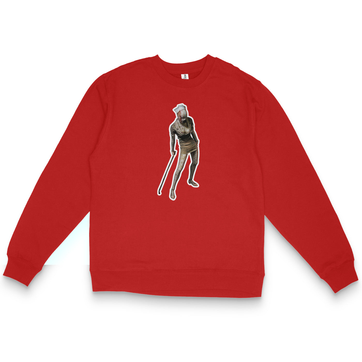 Red Sweatshirt featuring the Bubble Head Nurse from Silent Hill