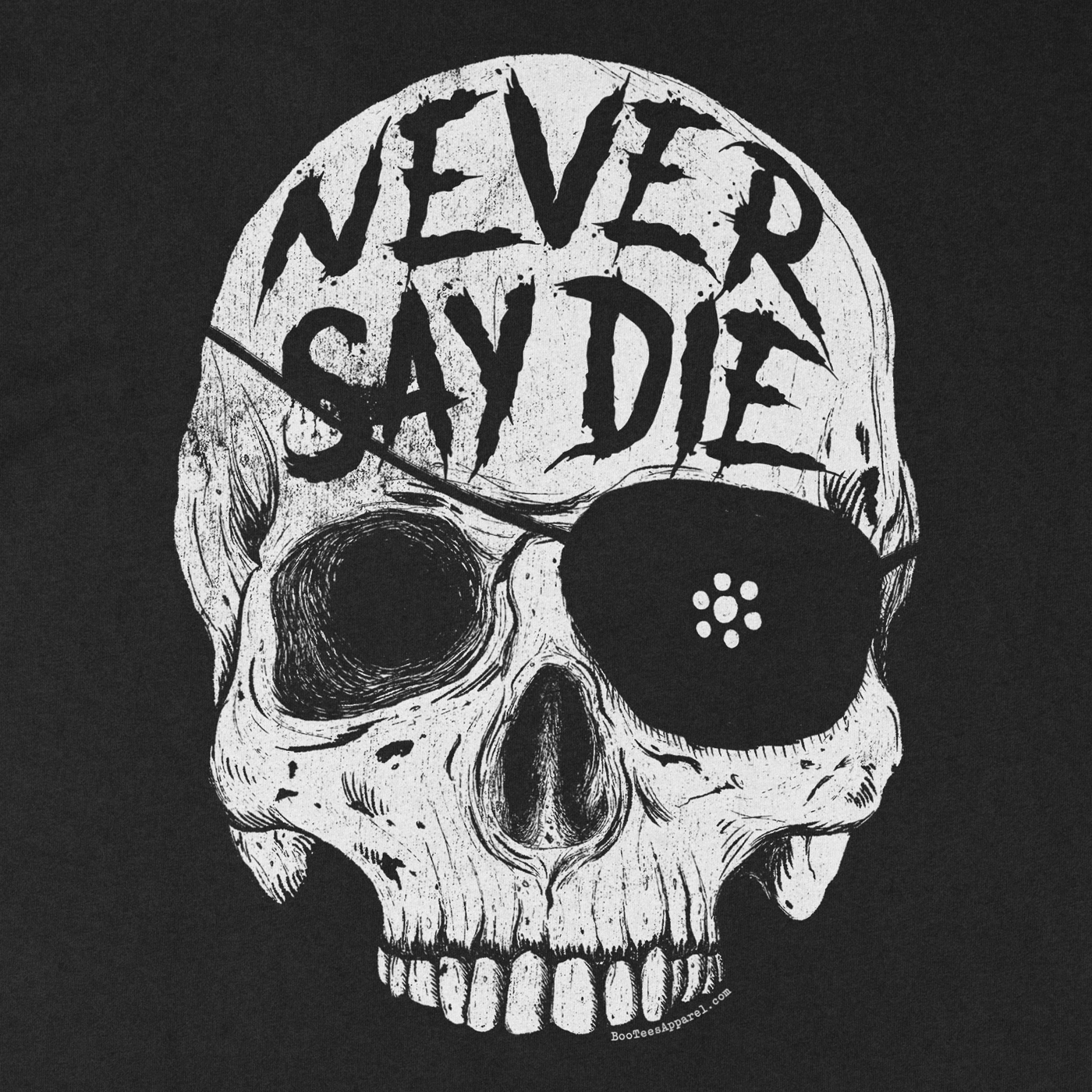 Never Say Die One Eyed Willie Skull Black Shirt