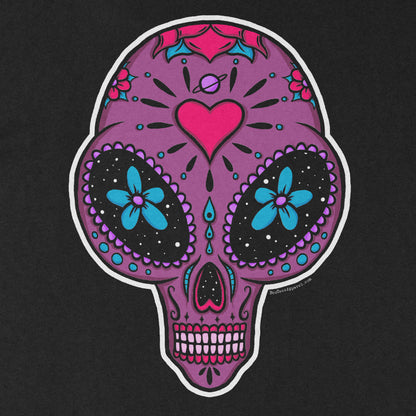 Alien Abduction UFO Sugar Skull Black Tee