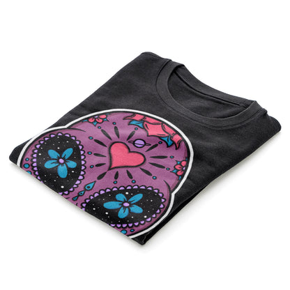 Alien Abduction UFO Sugar Skull Black Tee