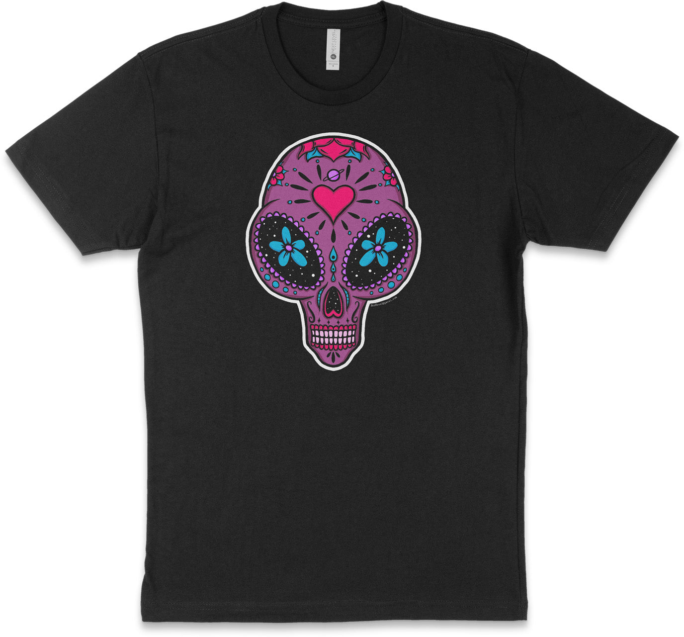 Alien Abduction UFO Sugar Skull Black Tee