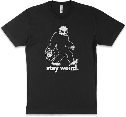 Bigfoot is an Alien Stay Weird Cryptid Black Shirt