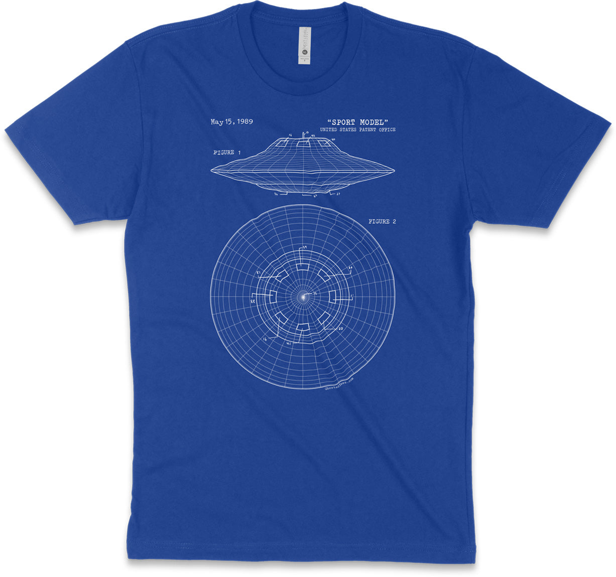 UFO Sport Model Spaceship Blueprint Blue Shirt