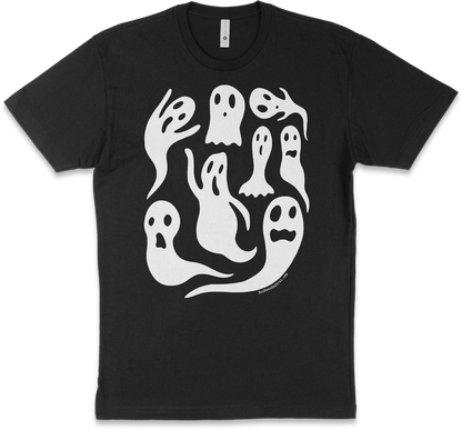 Cute Ghosts All Over Haunted Mansion Black Shirt