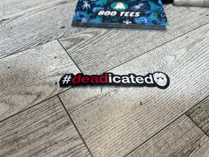 #Deadicated horror movie sticker featuring Jason Voorhies in red