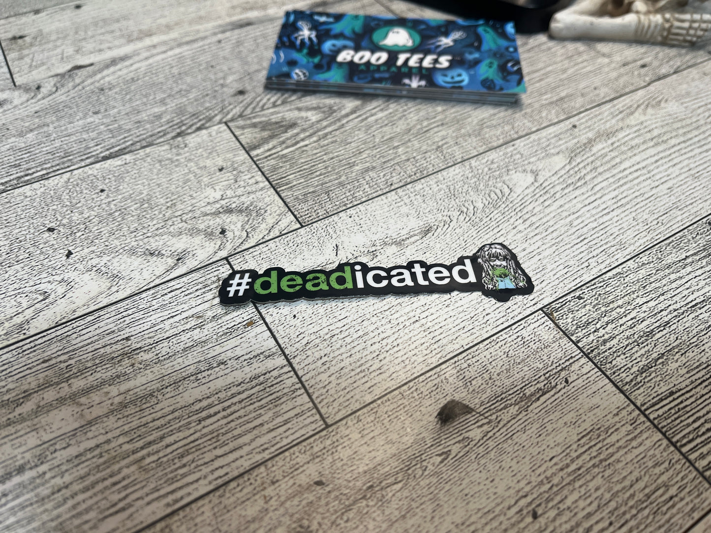 #Deadicated horror movie sticker featuring Regan from The Exorcist in lime green