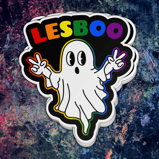 Lesboo Ghost Full Color Sticker 4" tall / Holographic 