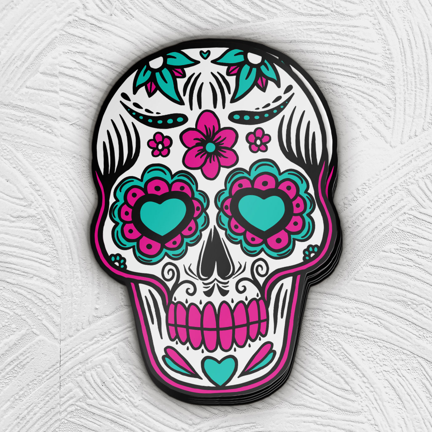 Pink & Teal Sugar Skull Sticker