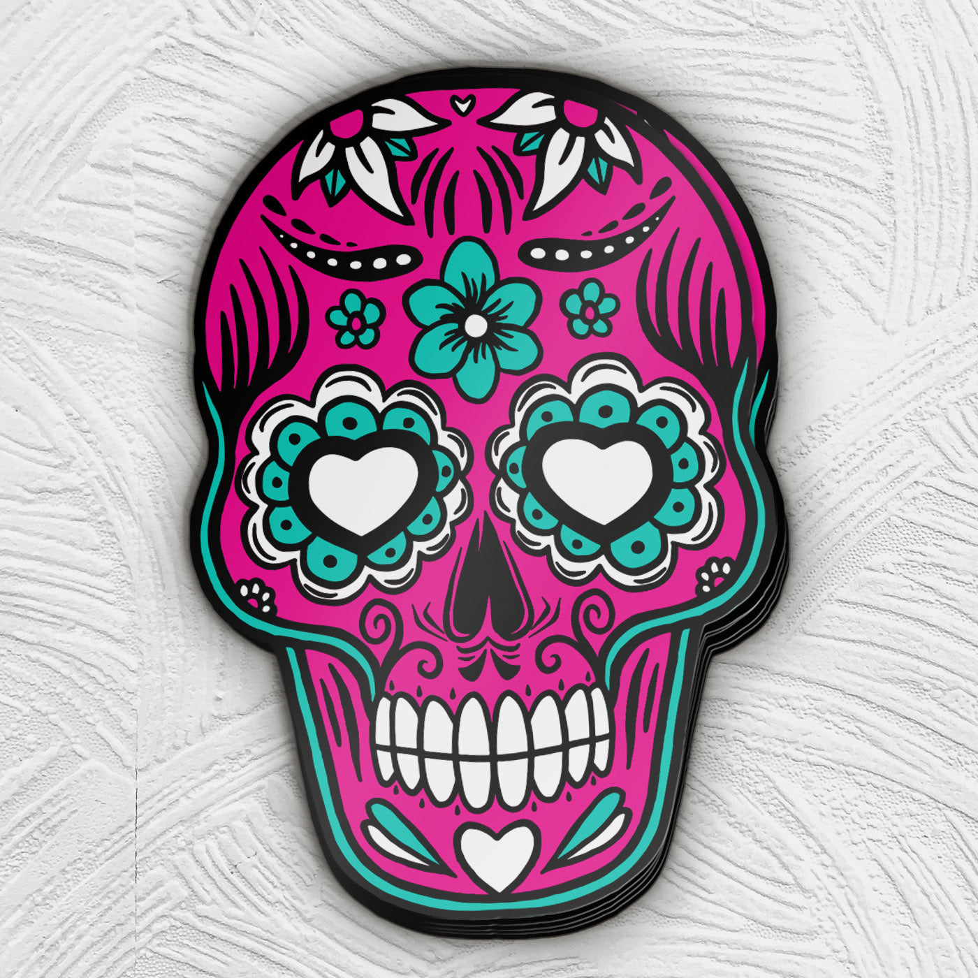 Pink & Teal Sugar Skull Sticker