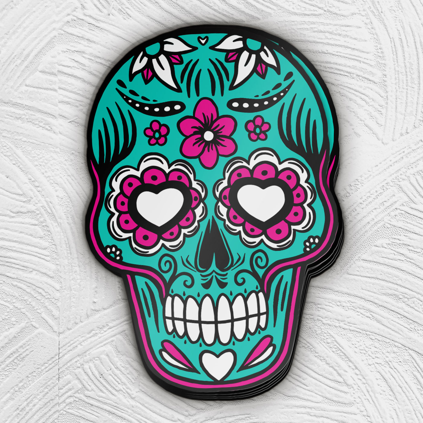 Pink & Teal Sugar Skull Sticker