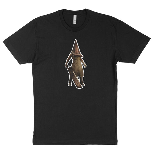 Black T-shirt featuring Pyramid Head from Silent Hill