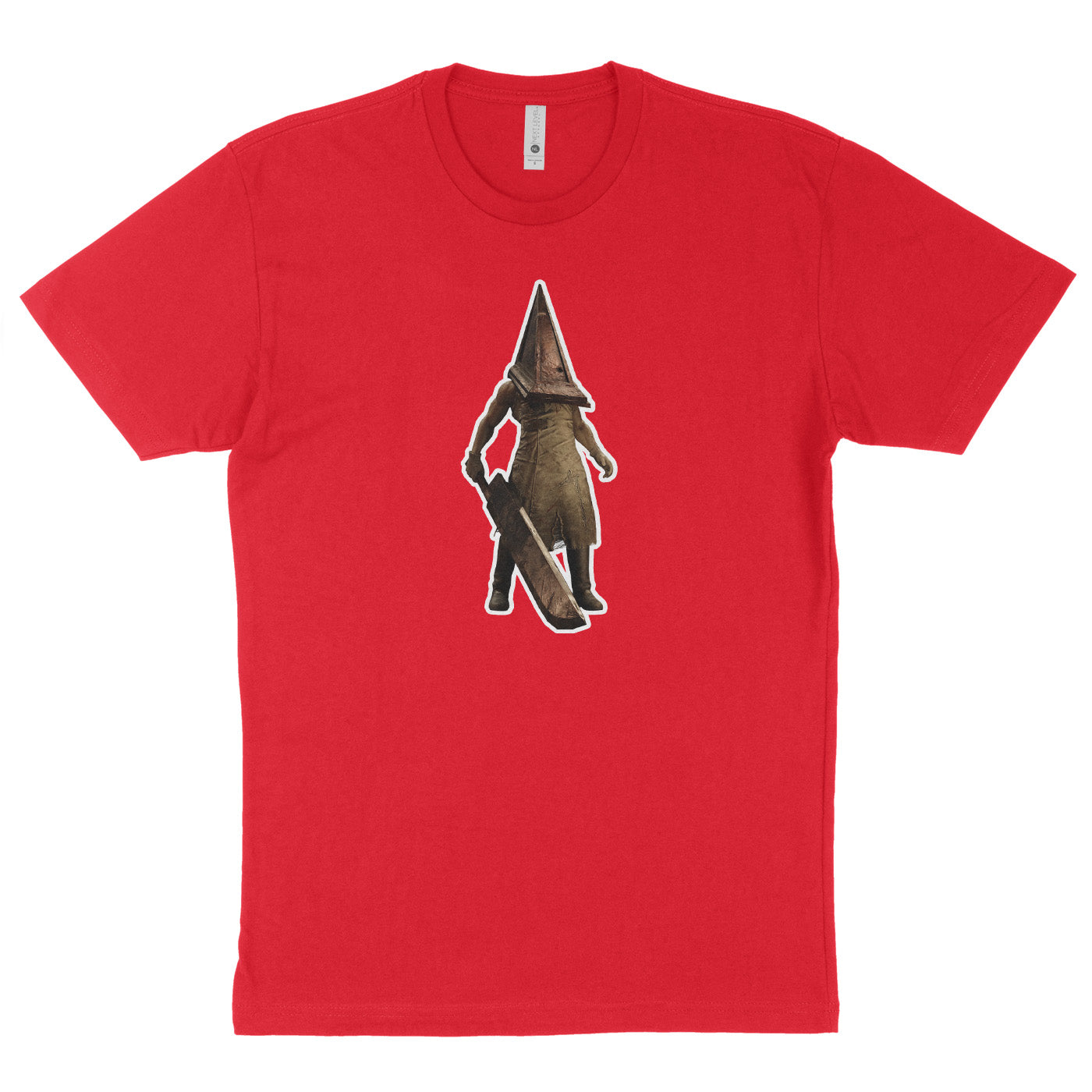Red T-shirt featuring Pyramid Head from Silent Hill