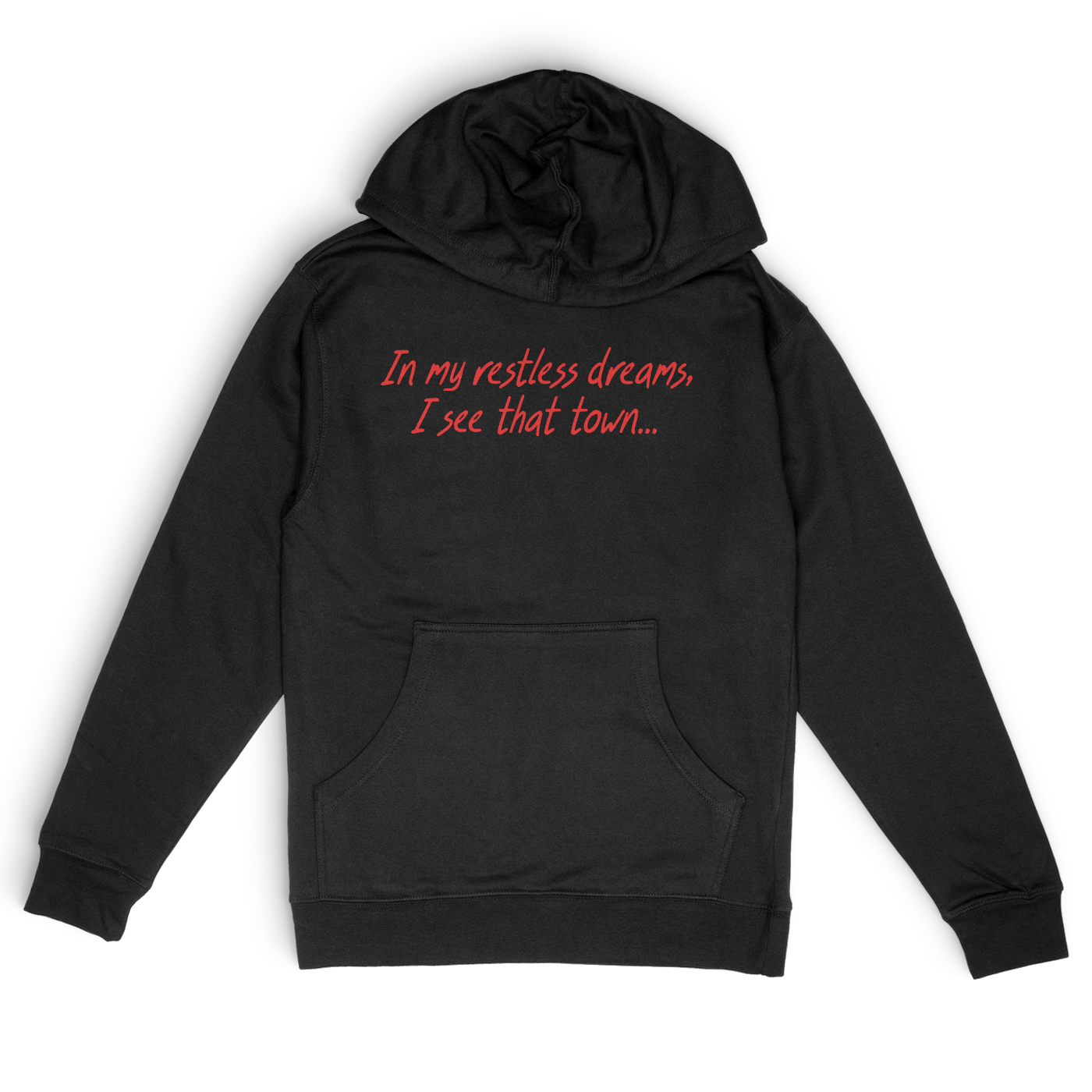 Sweat à Capuche Noir 'In My Restless Dreams' - Design Inspiré De Silent Hill, Col Tissé, Coupe Classique