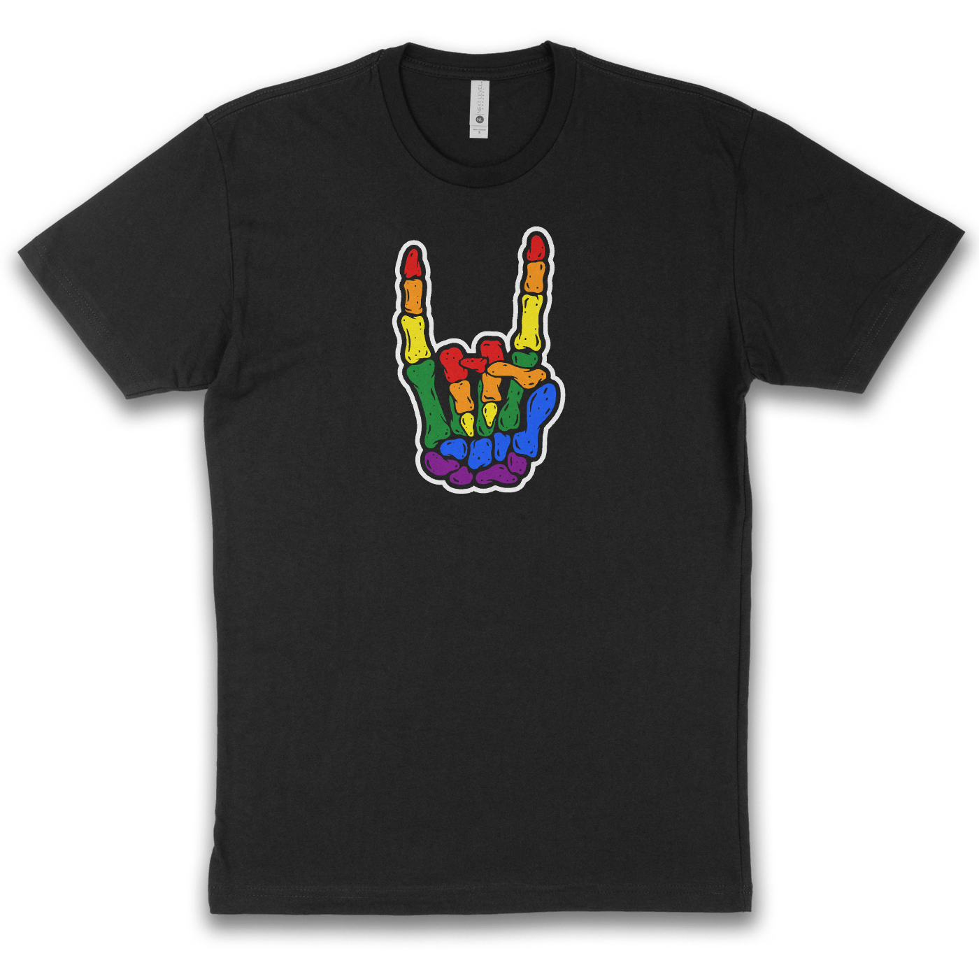 Skeleton Metal Horns Rainbow Tee | LGBTQ+ | Boo Tees Apparel