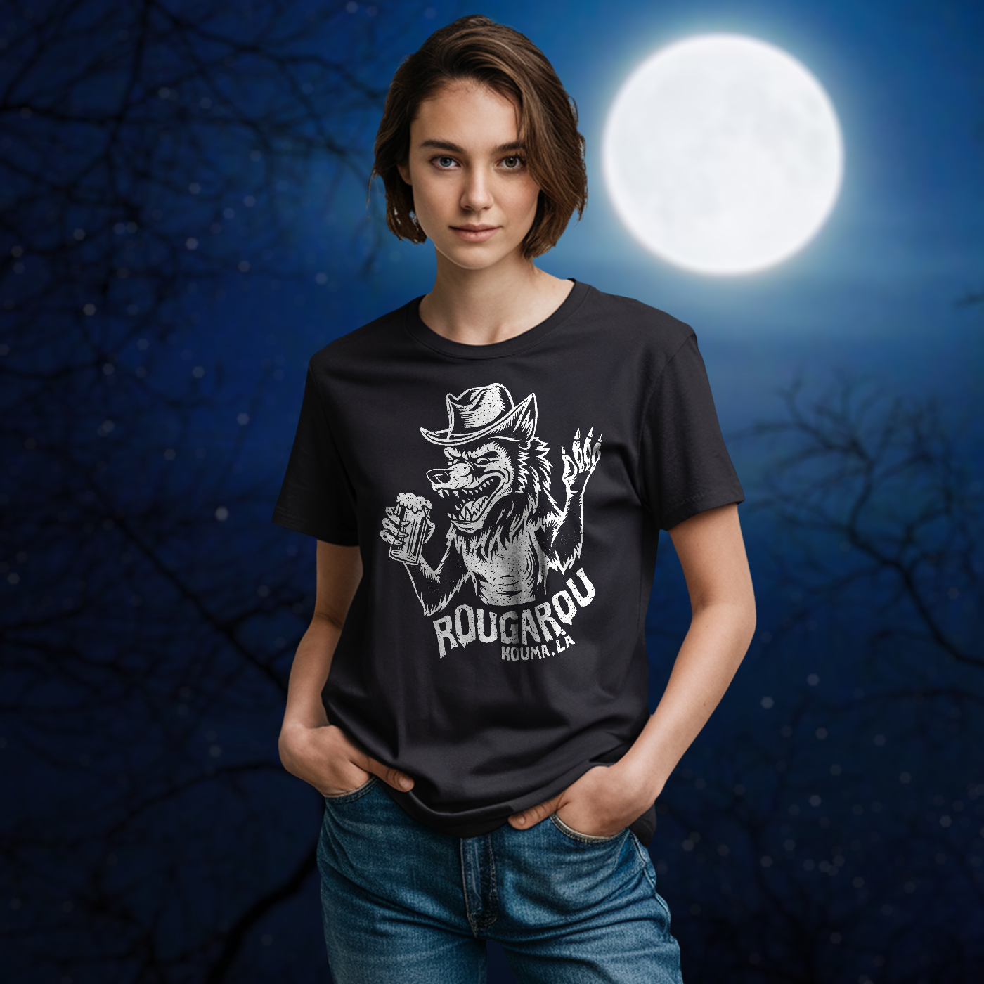 Rougarou Big Bad Wolf Swamp Werewolf Tee