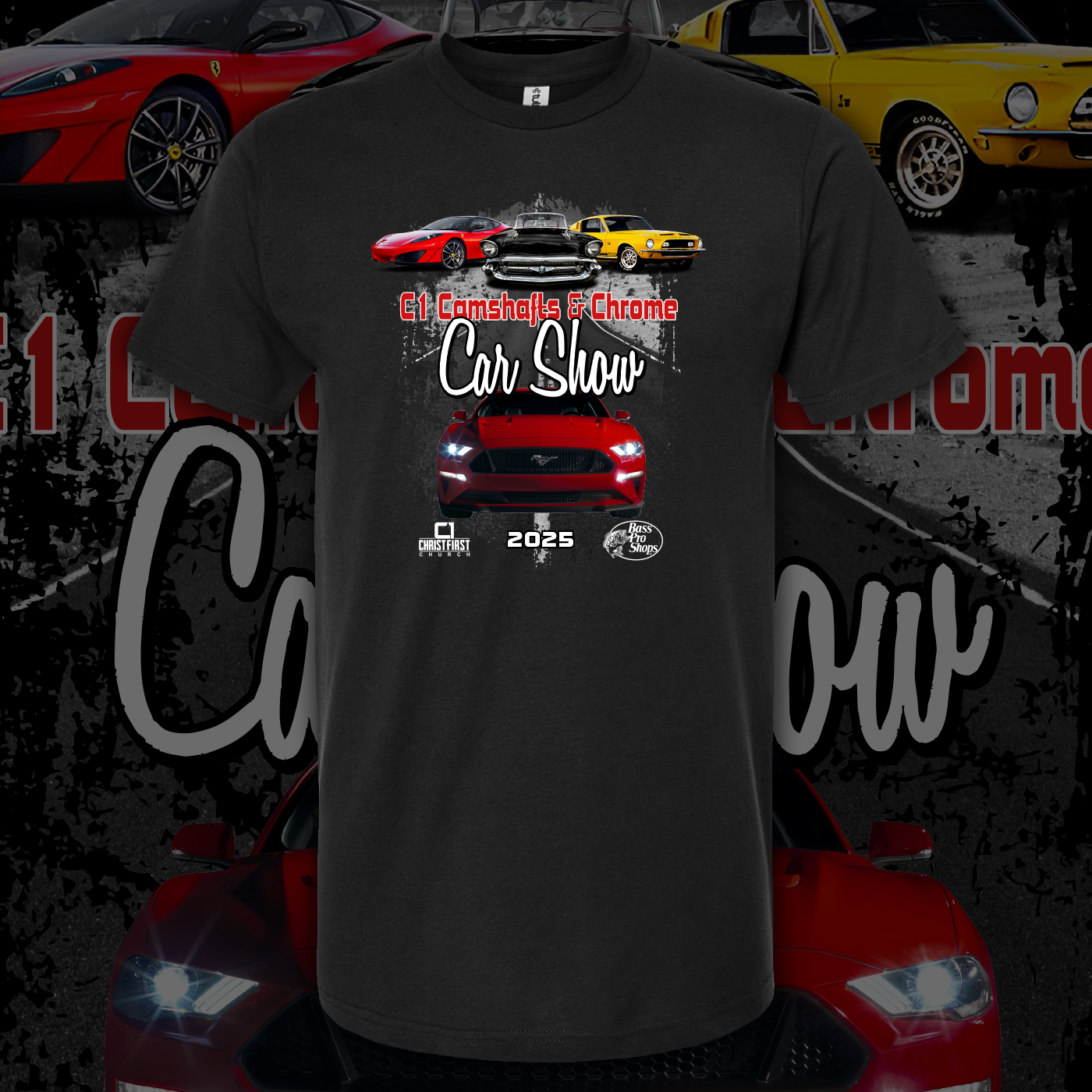C1 Camshafts & Chrome Car Show T-Shirt – Christ First Church