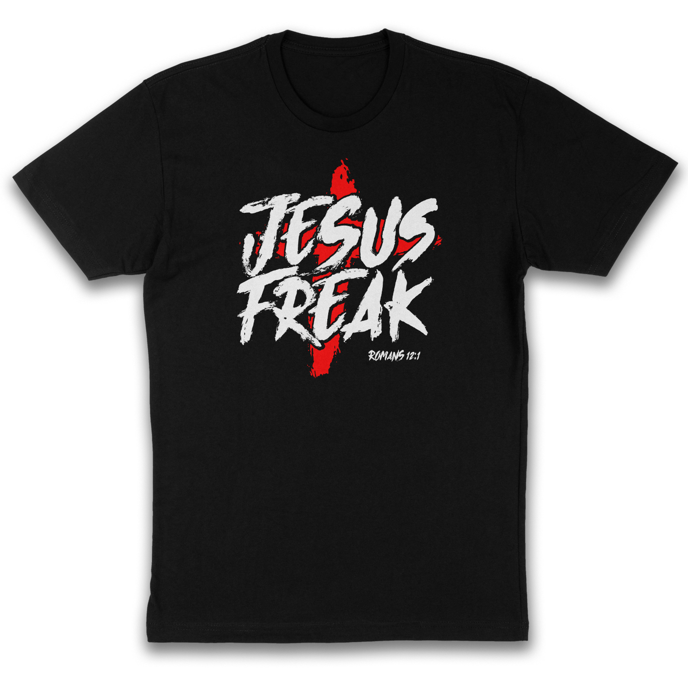 Jesus Freak – Bold Grunge Christian T-Shirt (Romans 12:1)
