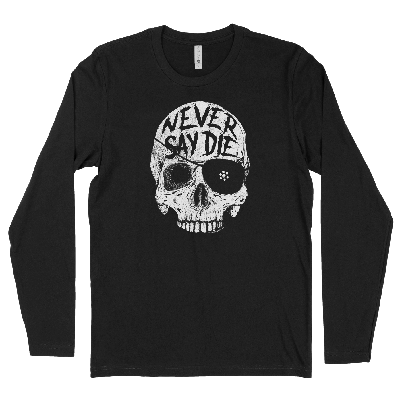 Never Say Die One Eyed Willie Skull Black Shirt