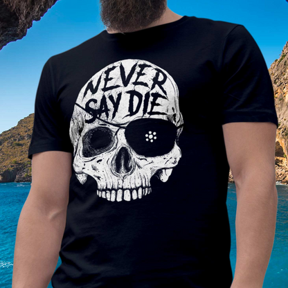 Never Say Die One Eyed Willie Skull Black Shirt