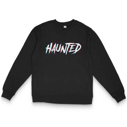 Retro 3d Haunted Red and Blue Logo Black Shirt