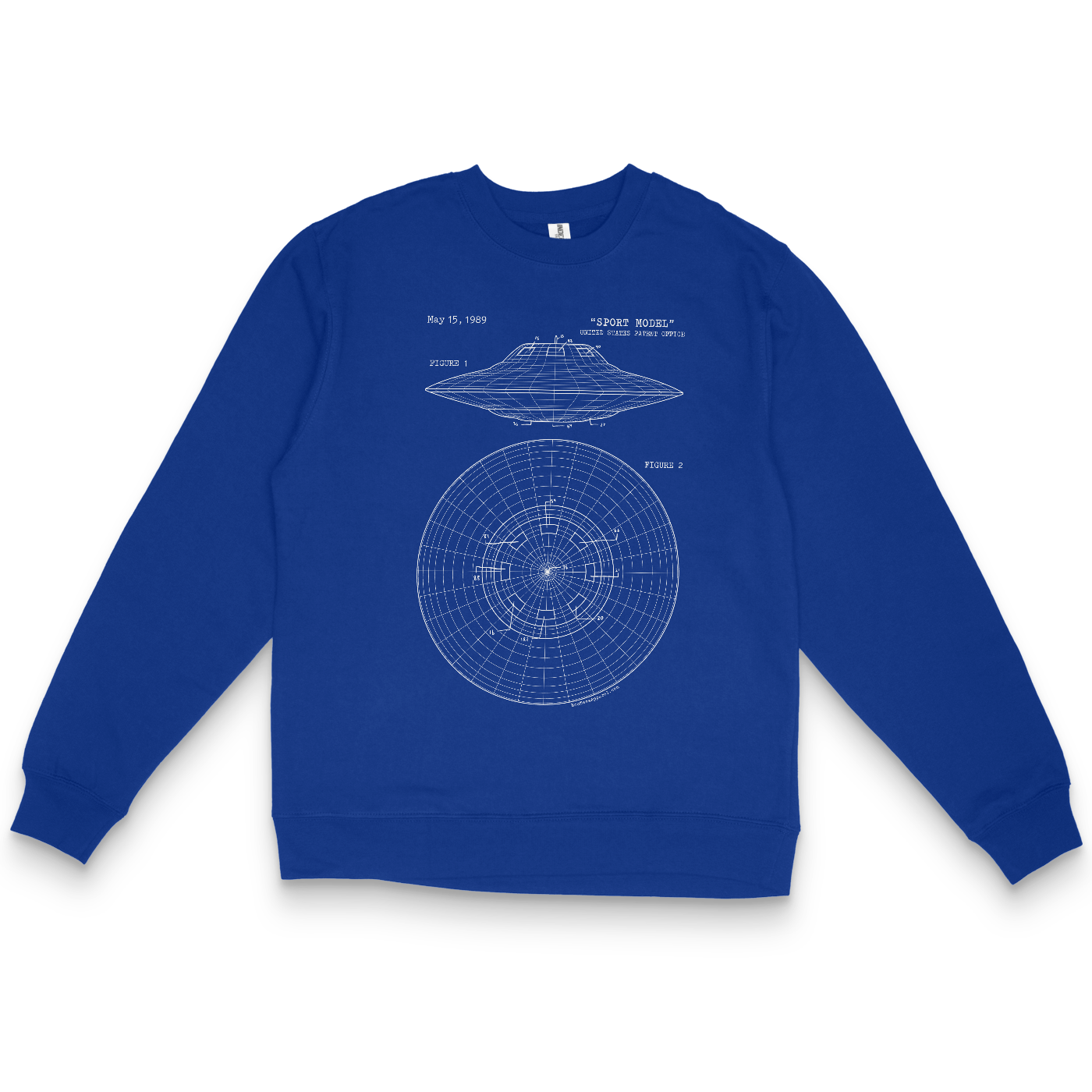 UFO Sport Model Spaceship Blueprint Blue Shirt