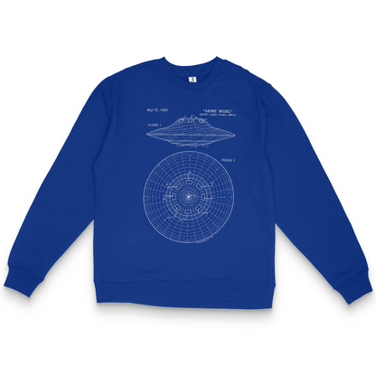 UFO Sport Model Spaceship Blueprint Blue Shirt