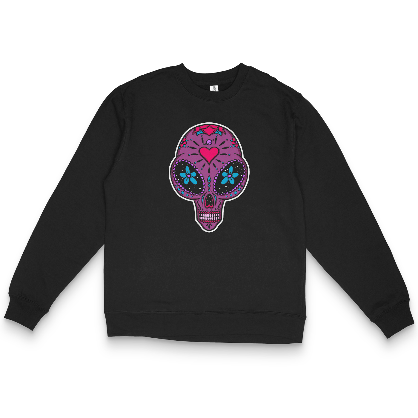 Alien Abduction UFO Sugar Skull Black Tee