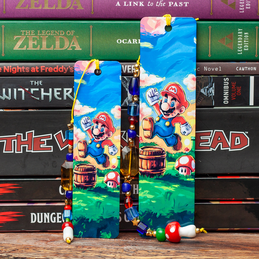 Super Mario Bros - Jumping Mario Painting Metal Bookmark